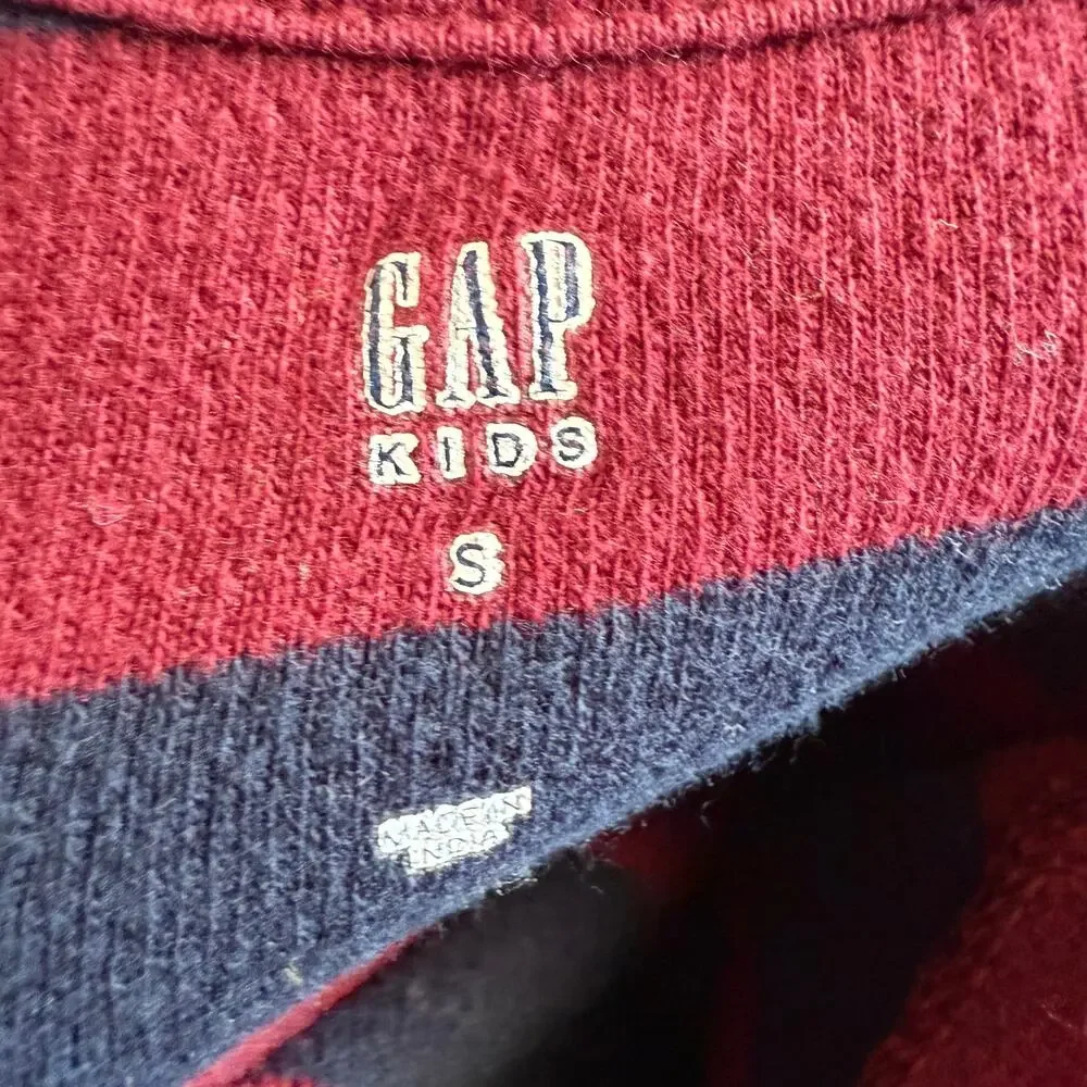 GAP Boy's Long Sleeve Thermal Shirt - Navy/Wine Stripe S 6-7